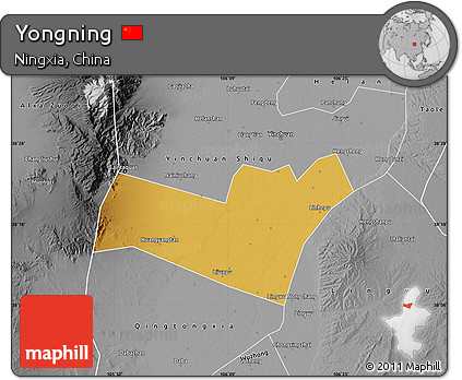 Physical Map of Yongning, desaturated