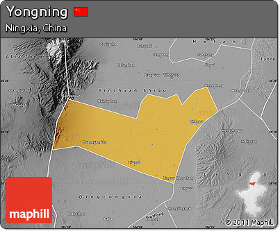 Physical Map of Yongning, desaturated
