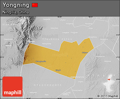 Physical Map of Yongning, lighten, desaturated