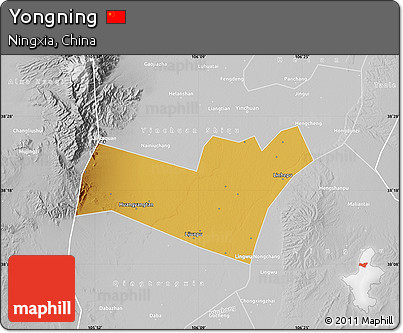 Physical Map of Yongning, lighten, desaturated