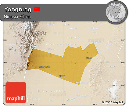 Physical Map of Yongning, lighten