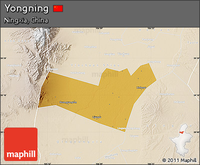 Physical Map of Yongning, lighten