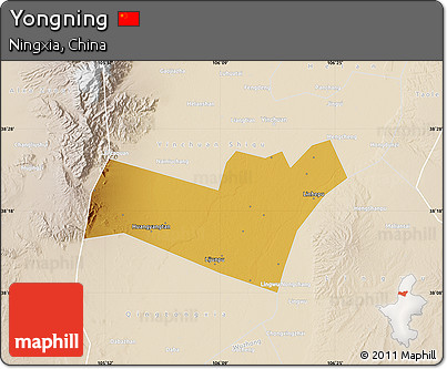 Physical Map of Yongning, lighten