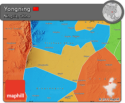 Physical Map of Yongning, political outside