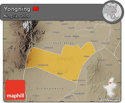 Physical Map of Yongning, semi-desaturated