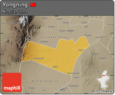 Physical Map of Yongning, semi-desaturated