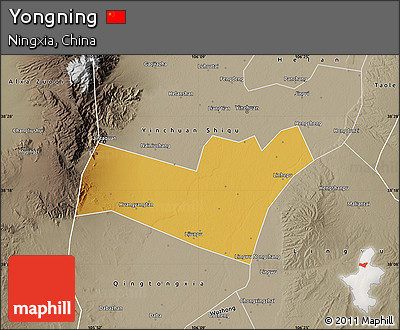Physical Map of Yongning, semi-desaturated