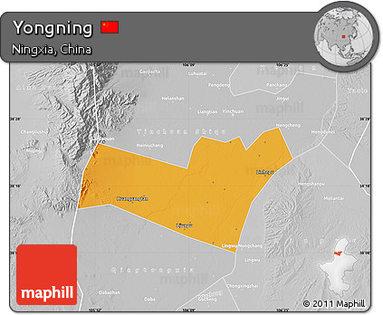 Political Map of Yongning, lighten, desaturated