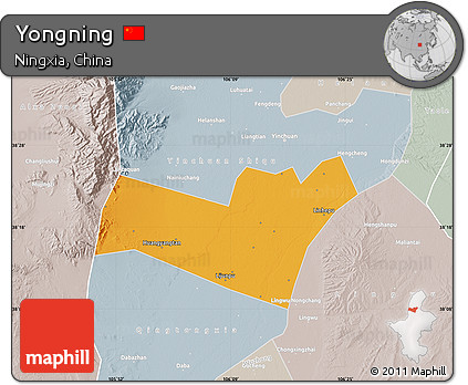 Political Map of Yongning, lighten, semi-desaturated