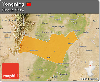 Political Map of Yongning, satellite outside