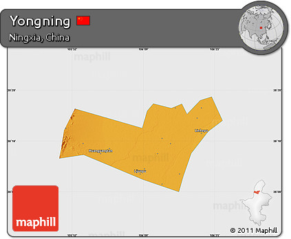 Political Map of Yongning, single color outside