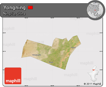 Satellite Map of Yongning, cropped outside
