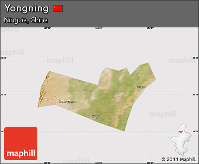 Satellite Map of Yongning, cropped outside