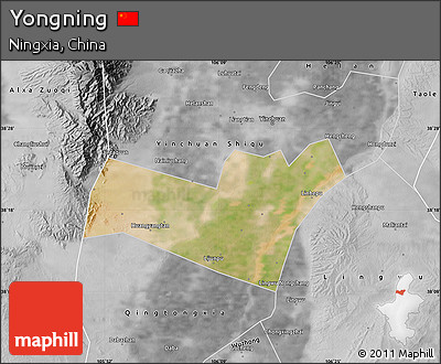 Satellite Map of Yongning, desaturated