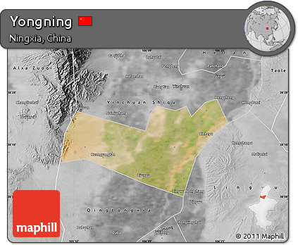 Satellite Map of Yongning, desaturated