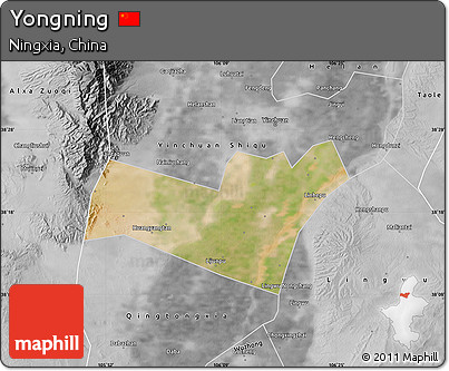 Satellite Map of Yongning, desaturated