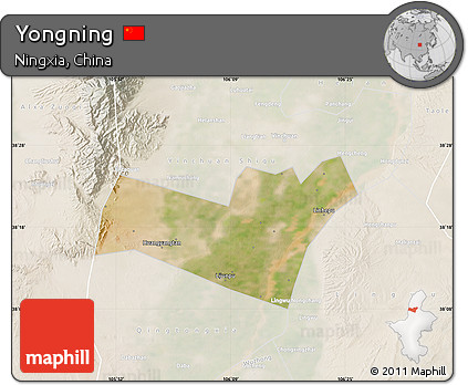 Satellite Map of Yongning, lighten