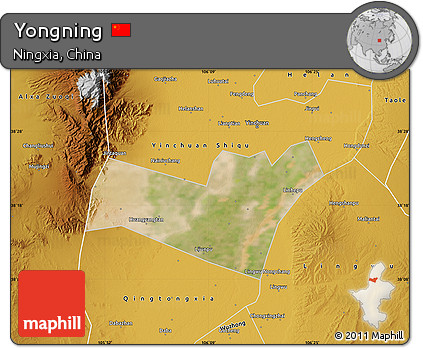 Satellite Map of Yongning, physical outside