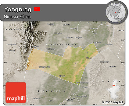 Satellite Map of Yongning, semi-desaturated
