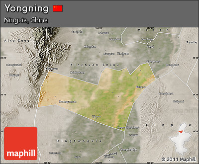 Satellite Map of Yongning, semi-desaturated