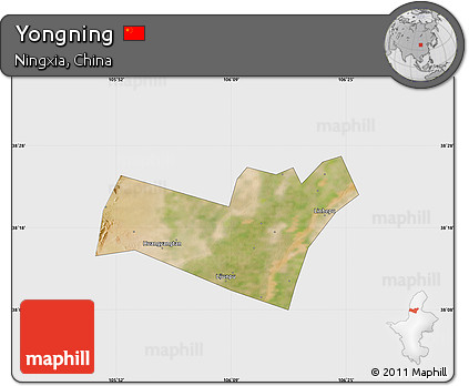 Satellite Map of Yongning, single color outside
