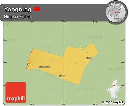 Savanna Style Map of Yongning, single color outside