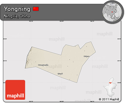 Shaded Relief Map of Yongning, cropped outside