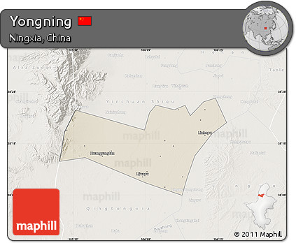 Shaded Relief Map of Yongning, lighten