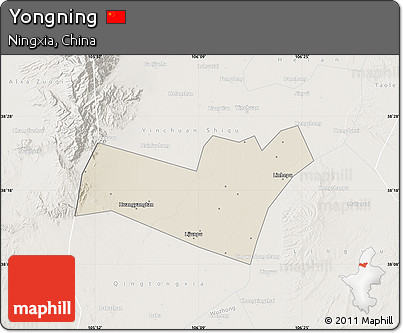 Shaded Relief Map of Yongning, lighten