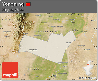 Shaded Relief Map of Yongning, satellite outside