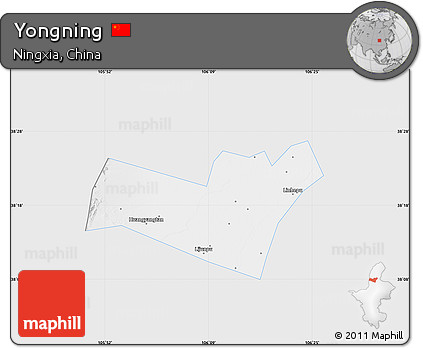 Silver Style Map of Yongning, single color outside