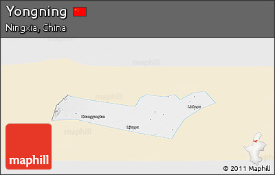 Classic Style Panoramic Map of Yongning, single color outside