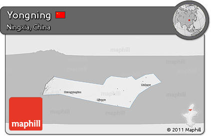 Gray Panoramic Map of Yongning, single color outside