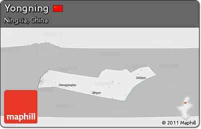 Gray Panoramic Map of Yongning, single color outside