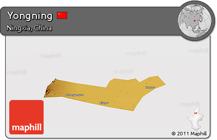Physical Panoramic Map of Yongning, cropped outside