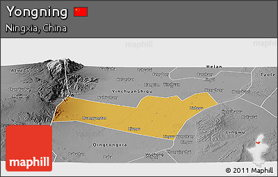 Physical Panoramic Map of Yongning, desaturated