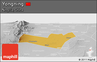 Physical Panoramic Map of Yongning, lighten, desaturated