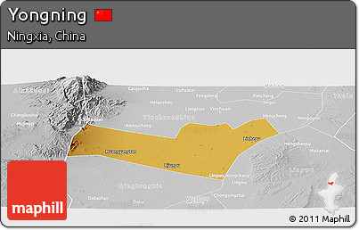 Physical Panoramic Map of Yongning, lighten, desaturated