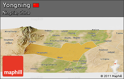 Physical Panoramic Map of Yongning, satellite outside