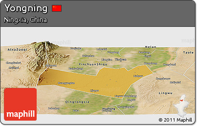 Physical Panoramic Map of Yongning, satellite outside