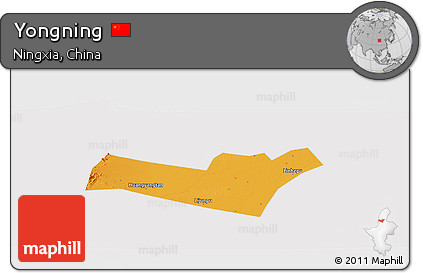 Political Panoramic Map of Yongning, cropped outside