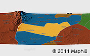 Political Panoramic Map of Yongning, darken
