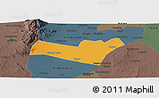 Political Panoramic Map of Yongning, darken, semi-desaturated