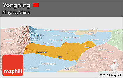 Political Panoramic Map of Yongning, lighten