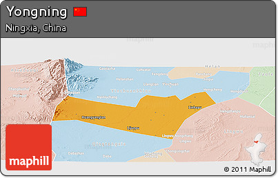 Political Panoramic Map of Yongning, lighten
