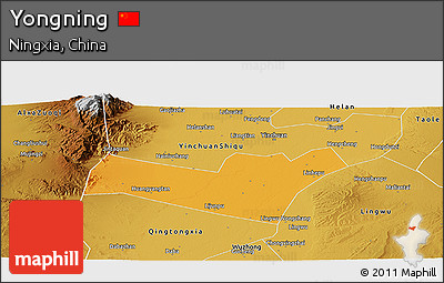 Political Panoramic Map of Yongning, physical outside