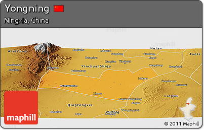Political Panoramic Map of Yongning, physical outside