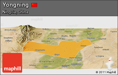 Political Panoramic Map of Yongning, satellite outside