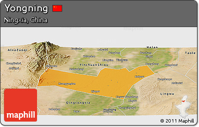 Political Panoramic Map of Yongning, satellite outside