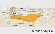 Political Panoramic Map of Yongning, shaded relief outside
